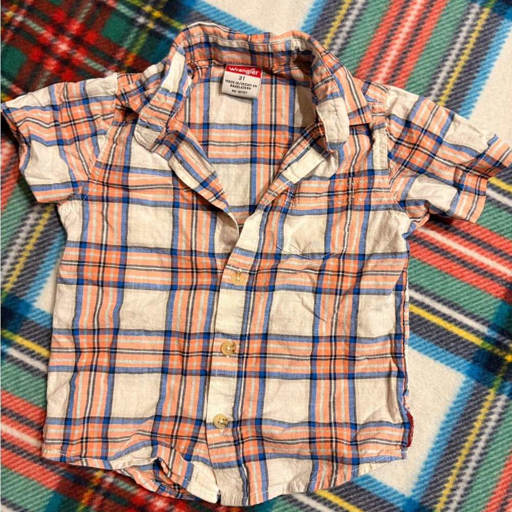 Wrangler Kids Plaid Shirt - Orange and Blue